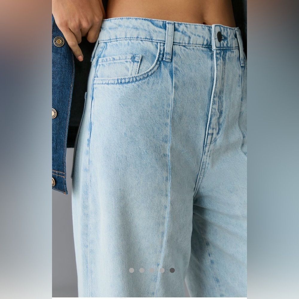 Anthro Triarchy 100% Organic Cotton Ms Campbell Cropped Wide Leg Cargo Jean - Picture 4 of 11